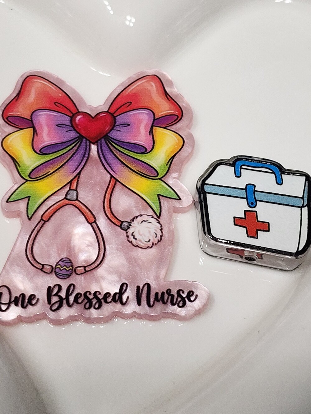 Blessed Nurse Flatback Focal Bead Badge Keychain Crafts Beaded Pen Jewelry Makin